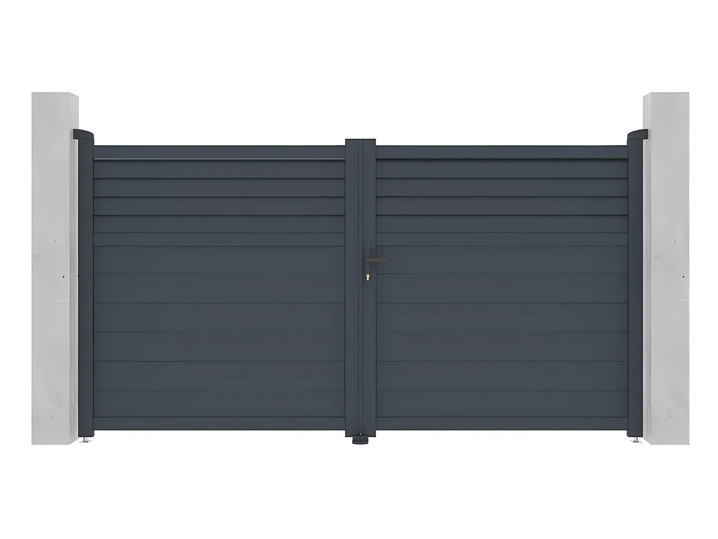 Portão de batente em alumínio estilo persiana - C305 x A166 cm - Antracite - VIAZO