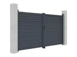 Portão de batente em alumínio estilo persiana - C305 x A166 cm - Antracite - VIAZO