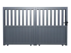 Portão de correr alumínio perfurado L343 x A149 cm antracite TARNOS II