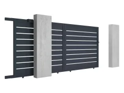 Portão de correr perfurado em alumínio antracite - C392xA176 cm - PRIMO
