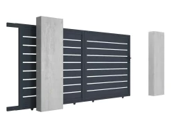 Portão de correr perfurado em alumínio antracite - 350x176 cm - PRIMO