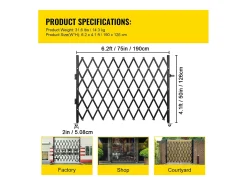 Portão de Segurança Dobrável Simples SucceBuy 190,5 Cm L x 122 Cm A, Portão Tipo Tesoura