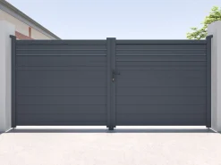 Portão elétrico batente alumínio persiana C305 x A181 cm antracite VIAZO