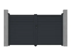 Portão elétrico batente alumínio persiana C305 x A181 cm antracite VIAZO