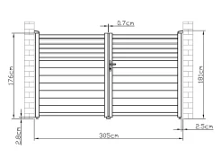 Portão elétrico batente alumínio persiana C305 x A181 cm antracite VIAZO