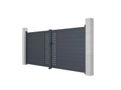 Portão elétrico batente alumínio semiperfurado com motivos C397 x A181 cm antracite GREGOR