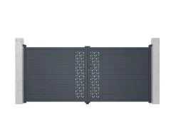 Portão elétrico batente alumínio semiperfurado com motivos C397 x A181 cm antracite GREGOR