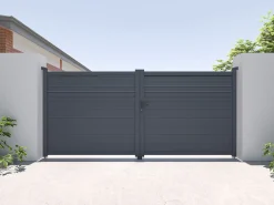 Portão elétrico batente alumínio persiana C305 x A166 cm antracite VIAZO