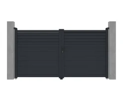 Portão elétrico batente alumínio persiana C305 x A166 cm antracite VIAZO