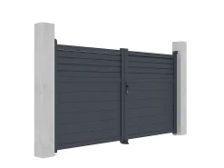 Portão elétrico batente alumínio persiana C305 x A166 cm antracite VIAZO
