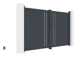Portão elétrico de batente em alumínio semiperfurado L309 x A181 cm antracite - TOROMA