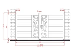 Portão elétrico de batente em alumínio semiperfurado com motivos L300xA164 cm antracite LABRIT II