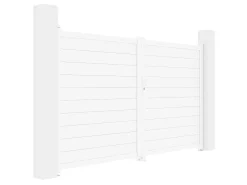 Portão elétrico de batente alumínio C305 x A181 cm branco NAZARIO