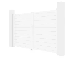 Portão elétrico de batente alumínio C305 x A181 cm branco NAZARIO