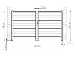 Portão elétrico de batente alumínio C305 x A181 cm branco NAZARIO