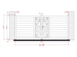 Portão elétrico de batente alumínio semiperfurado com motivos L350xA164 cm antracite LABRIT II