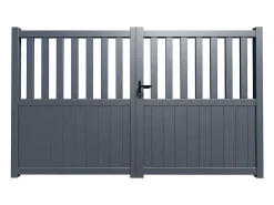 Portão elétrico de batente alumínio perfurado C331 x A148 cm antracite TARNOS II