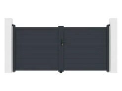 Portão elétrico de batente alumínio pleno C305 x A150 cm antracite - NAZARIO