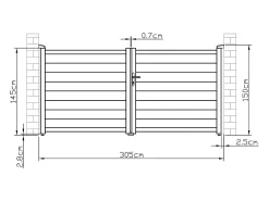 Portão elétrico de batente alumínio pleno C305 x A150 cm antracite - NAZARIO