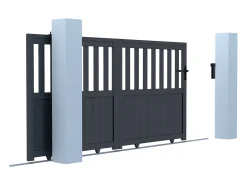 Portão elétrico de correr alumínio perfurado C314 x A149 cm antracite TARNOS II