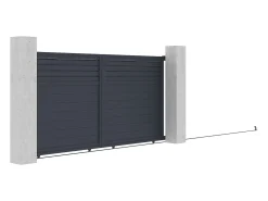 Portão elétrico de correr alumínio estilo persiana C374 x A180 cm antracite - VIAZO