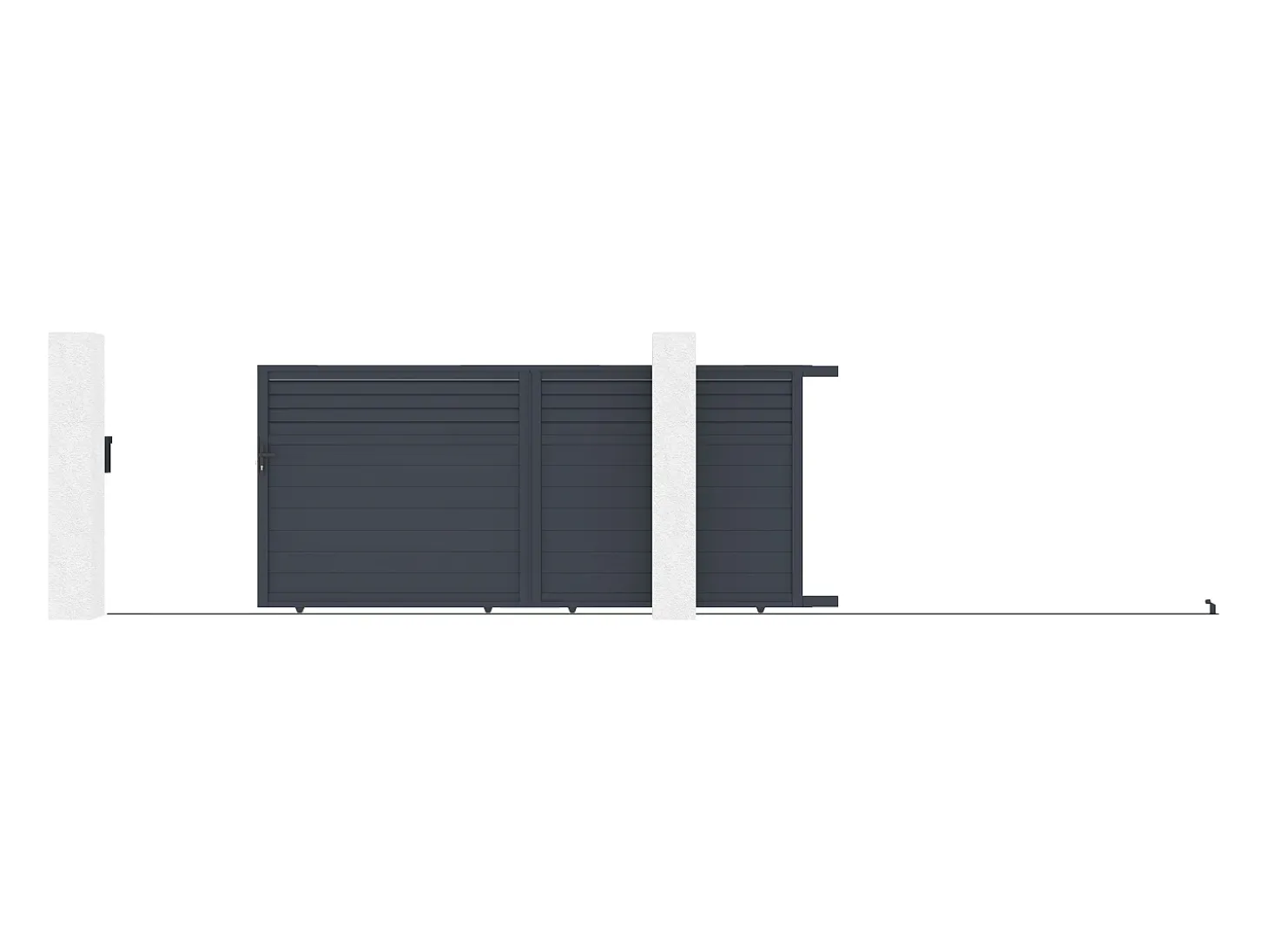 Portão elétrico de correr alumínio estilo persiana C416 x A180 cm antracite - VIAZO