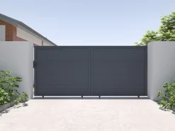 Portão elétrico de correr alumínio estilo persiana C416 x A180 cm antracite - VIAZO