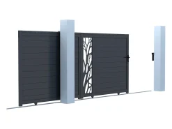 Portão elétrico de correr alumínio semi perfurado C400 x A179 cm antracite LABRIT II