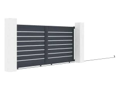 Portão elétrico de correr alumínio perfurado C374 x A165 cm antracite PRIMO