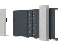 Portão elétrico de correr alumínio semiperfurado motivos C416xA180 cm antracite GREGOR