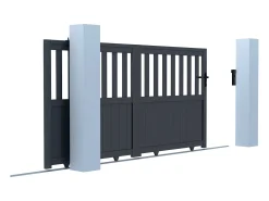 Portão elétrico de correr alumínio perfurado L401 x A149 cm antracite TARNOS II