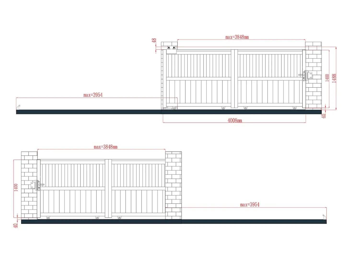 Portão elétrico de correr alumínio perfurado L401 x A149 cm antracite TARNOS II