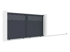 Portão elétrico deslizante de alumínio com motivos L350 x A180 cm - antracite - BAZIO