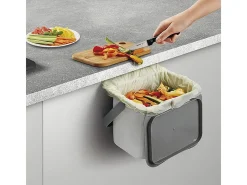 Pote de Lixo Orgânico com Tampa em Plástico Cinza 400 cl