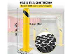 Pote de Segurança SucceBuy, Bollard de Segurança em Tubo de Aço 107x14 cm 2 Unidades, para Estacionamento, Veículos, Peatões, Escolas