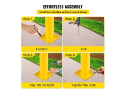 Pote de Segurança SucceBuy, Bollard de Segurança em Tubo de Aço 107x14 cm 2 Unidades, para Estacionamento, Veículos, Peatões, Escolas