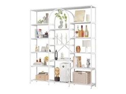 Prateleira de armazenamento moderna em estilo minimalista - 160 x 30 x 180 cm - MDF + metal - branca