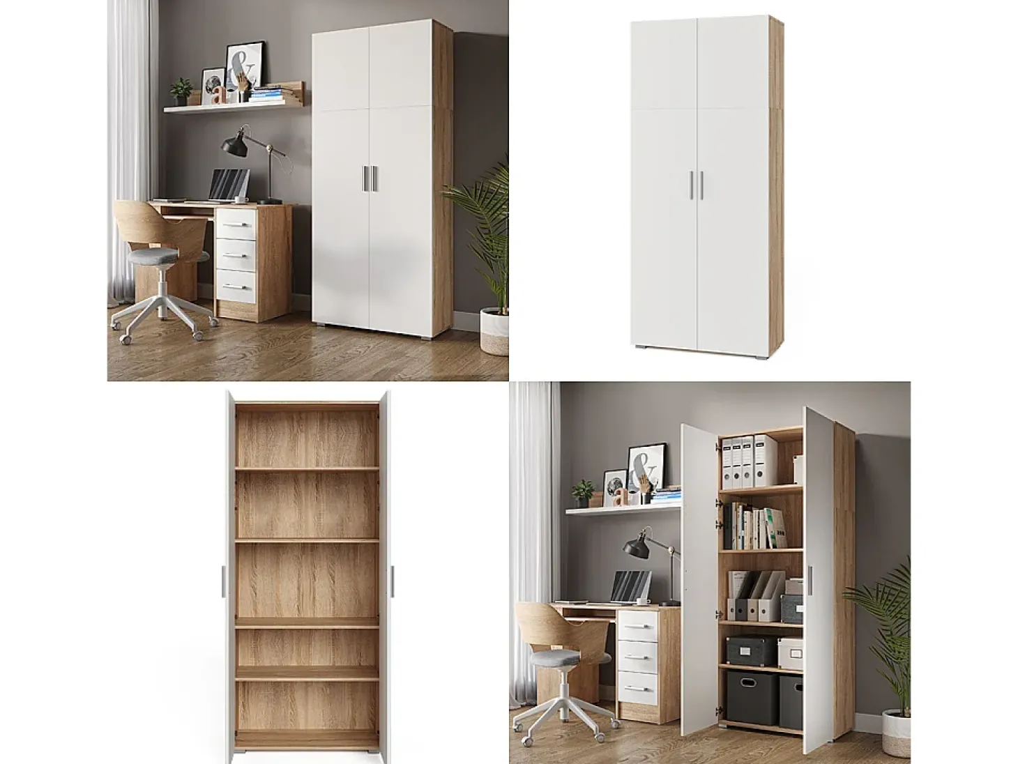 Prateleira de arquivo branco/sonoma 80x37x182.4 frank
