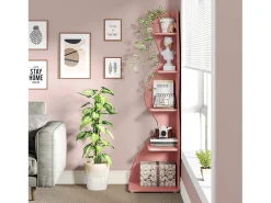 Prateleira de Cantinho Ondulada, Estante Moderna de 5 Andares com Forma Curva, Suporte para Plantas Exibidor Único