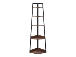 Prateleira de Canto SucceBuy com 5 Níveis, Estante de Canto, Altura 178 cm, Móvel de Armazenamento de Parede com Estrutura de Metal e Prateleiras de Madeira