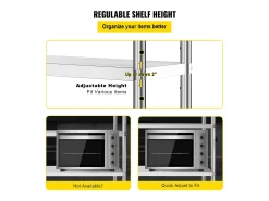 Prateleira de Cozinha, SucceBuy, Estante de 48 x 18,5 Polegadas em aço Inoxidável, 5 Níveis, Prateleiras de Armazenamento Ajustáveis