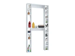 Prateleira de parede de madeira VCM | Prateleira de suporte | Superestrutura WC | Dimensões: A. 200 x L. 98 x P. 18 cm | 16 compartimentos - Tinoli XL (branco)