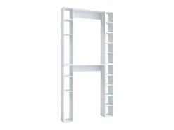 Prateleira de parede de madeira VCM | Prateleira de suporte | Superestrutura WC | Dimensões: A. 200 x L. 98 x P. 18 cm | 16 compartimentos - Tinoli XL (branco)