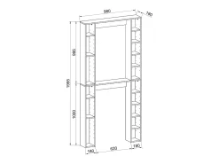 Prateleira de parede de madeira VCM | Prateleira de suporte | Superestrutura WC | Dimensões: A. 200 x L. 98 x P. 18 cm | 16 compartimentos - Tinoli XL (branco)