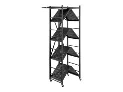 Prateleira Dobrável SucceBuy Móvel, 5 Níveis, Prateleira Dobrável com Rodas, 71x38x163 cm, Metal Resistente, Carga Estática 340 kg Dinâmica 90,7 kg