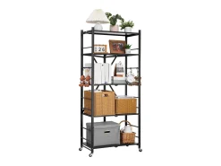 Prateleira Dobrável SucceBuy Móvel, 5 Níveis, Prateleira Dobrável com Rodas, 71x38x163 cm, Metal Resistente, Carga Estática 340 kg Dinâmica 90,7 kg