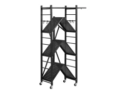 Prateleira Dobrável SucceBuy Móvel, 4 Níveis, Prateleira Dobrável com Rodas, 71x33x137 cm, Metal Resistente, Carga Estática 340 kg Dinâmica 90,7 kg