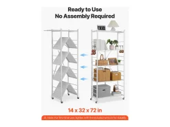 Prateleira Dobrável SucceBuy Móvel, 5 Níveis, Prateleira Dobrável com Rodas, 81x36x183 cm, Metal Resistente, Carga Estática 340 kg Dinâmica 90,7 kg