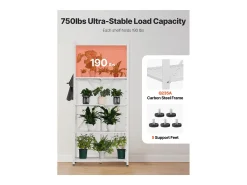 Prateleira Dobrável SucceBuy Móvel, 5 Níveis, Prateleira Dobrável com Rodas, 81x36x183 cm, Metal Resistente, Carga Estática 340 kg Dinâmica 90,7 kg