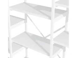 Prateleira em aço e MDF de 160 x 30 x 180 cm - Design retangular e arqueado - Branca